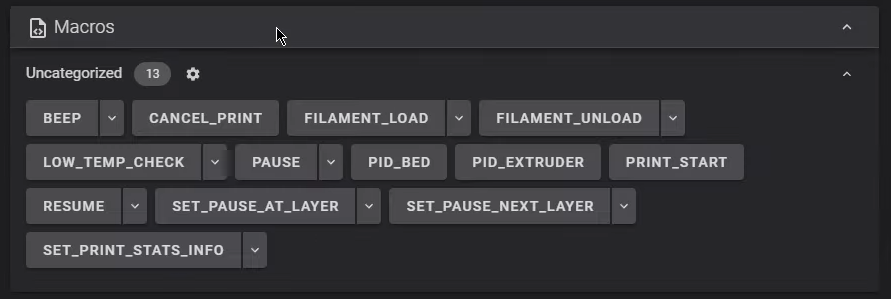 screenshot of the macros box